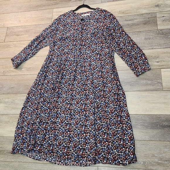Zara Multicolor Floral Long Sleeve Maxi Dress Size Large - Picture 3 of 10